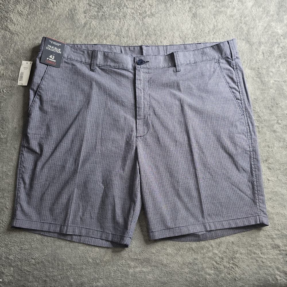 Roundtree & Yorke True Blue Collection Shorts Mens 42 Navy Crosshatch 8 Inseam